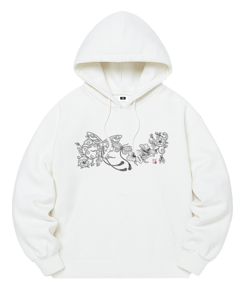 RANDOMOFF(ランダムオフ)の「NACRE GLOW MONO OVER FIT HOODIE (2color)(パーカー・レディース・ブラック/ホワイト・SMALL/MEDIUM/LARGE/X-LARGE)」の3枚目の写真