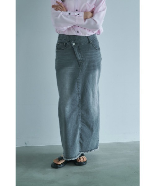 10OZ STRETCH DENIM WRAP SKIRT（デニムスカート）｜marjour（マー