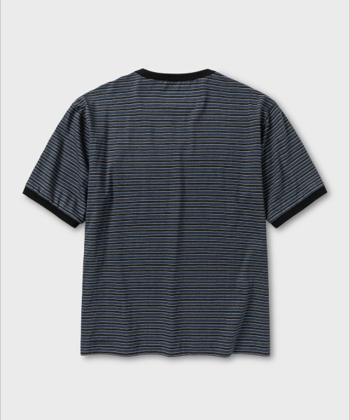 NONBLANK(ノンブランク)の「インディゴストライプTシャツ_INDIGO(Tシャツ/カットソー・メンズ・ダークネイビー・MEDIUM/LARGE/X-LARGE)」の2枚目の写真