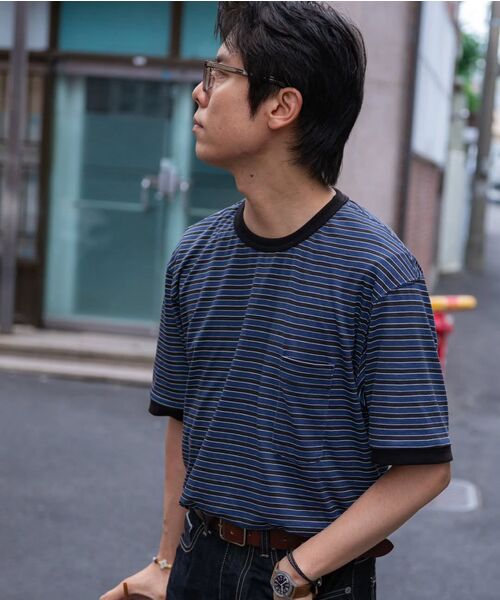 NONBLANK(ノンブランク)の「インディゴストライプTシャツ_INDIGO(Tシャツ/カットソー・メンズ・ダークネイビー・MEDIUM/LARGE/X-LARGE)」の14枚目の写真