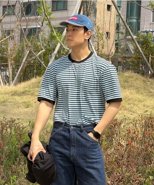NONBLANK(ノンブランク)の「インディゴストライプTシャツ_INDIGO(Tシャツ/カットソー・メンズ・ダークネイビー・MEDIUM/LARGE/X-LARGE)」の16枚目の写真