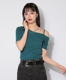 Tシャツ/カットソー（ブルー・ネイビー/青色系・オフショルダー