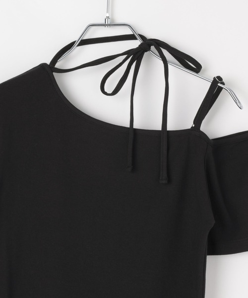 PAGEBOY(ページボーイ)の「オフショルリボントップス【リボン紐アレンジ自在・ワンショルでも着用可能】(Tシャツ/カットソー・レディース・ブラック/ターコイズブルー/グレー・FREE)」の11枚目の写真