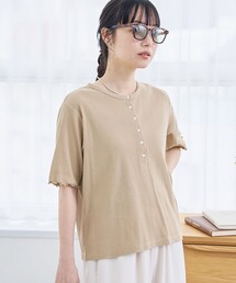 メローヘンリーネック リブ半袖ゆるTシャツ