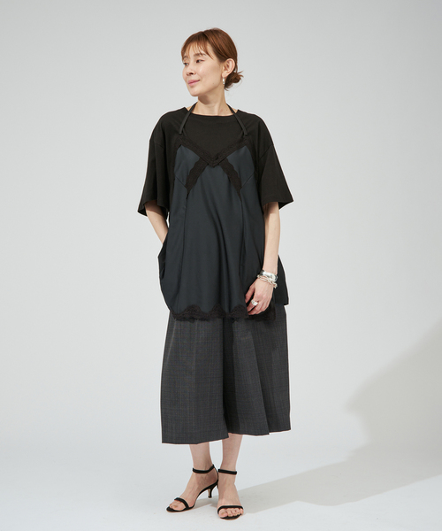 INSCRIRE(アンスクリア)の「INSCRIRE アンスクリア Hybrid Lingerie Tシャツ I26SS-CUT17(Tシャツ/カットソー・レディース・ブラック/ホワイト・FREE)」の3枚目の写真