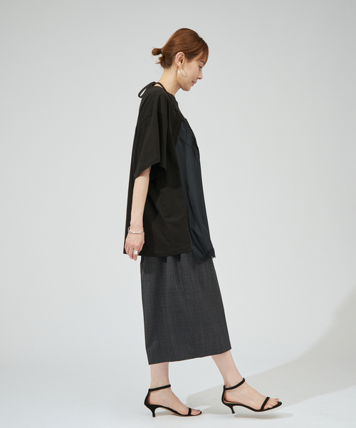 INSCRIRE(アンスクリア)の「INSCRIRE アンスクリア Hybrid Lingerie Tシャツ I26SS-CUT17(Tシャツ/カットソー・レディース・ブラック/ホワイト・FREE)」の4枚目の写真