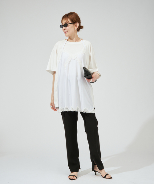 INSCRIRE(アンスクリア)の「INSCRIRE アンスクリア Hybrid Lingerie Tシャツ I26SS-CUT17(Tシャツ/カットソー・レディース・ブラック/ホワイト・FREE)」の9枚目の写真