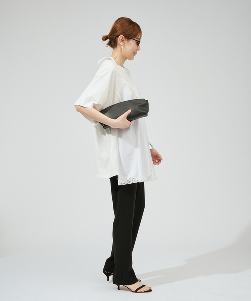 INSCRIRE(アンスクリア)の「INSCRIRE アンスクリア Hybrid Lingerie Tシャツ I26SS-CUT17(Tシャツ/カットソー・レディース・ブラック/ホワイト・FREE)」の10枚目の写真