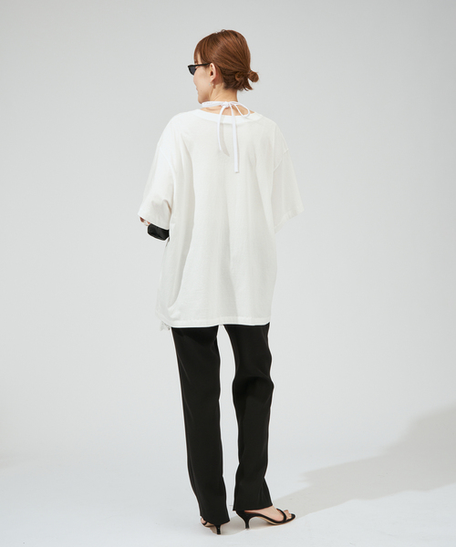 INSCRIRE(アンスクリア)の「INSCRIRE アンスクリア Hybrid Lingerie Tシャツ I26SS-CUT17(Tシャツ/カットソー・レディース・ブラック/ホワイト・FREE)」の11枚目の写真