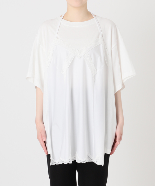 INSCRIRE(アンスクリア)の「INSCRIRE アンスクリア Hybrid Lingerie Tシャツ I26SS-CUT17(Tシャツ/カットソー・レディース・ブラック/ホワイト・FREE)」の14枚目の写真
