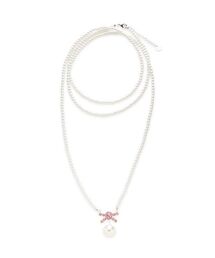 [L.B CANDY STOCK]ビジューリボンパールネックレス