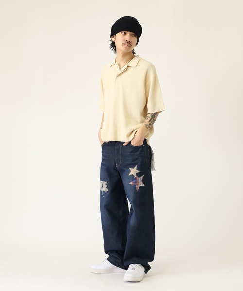 Jungle Storm(ジャングルストーム)の「JUNGLE STORM バレルレッグチェックモチーフパンツ(デニムパンツ・メンズ・ネイビー系/ブラック系/ネイビー/ブラック・M/L)」の12枚目の写真