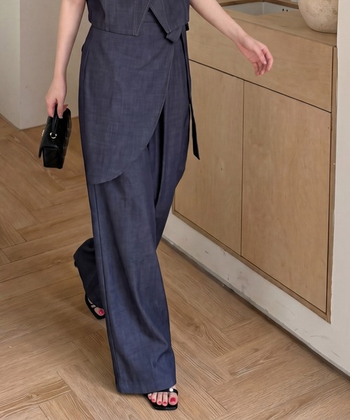 DRESS PLUS(ドレスプラス)の「ショートジャケット パンツセットアップ(セットアップ・レディース・ネイビー/ライトグレー・M/L)」の13枚目の写真