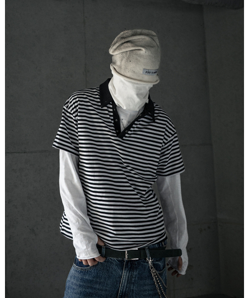 ROARINGRAD(ロアリングラド)の「ストライプポロTシャツブラック(ポロシャツ・レディース・その他・MEDIUM/LARGE)」の1枚目の写真