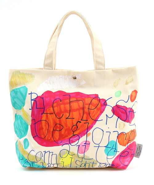 COOCO(クーコ)の「【kiki creative×COOCO】Artist Collection colorful print キャンバストートバッグ/A4対応(トートバッグ・レディース・ブルー/ブラック/ピンク・FREE)」の5枚目の写真