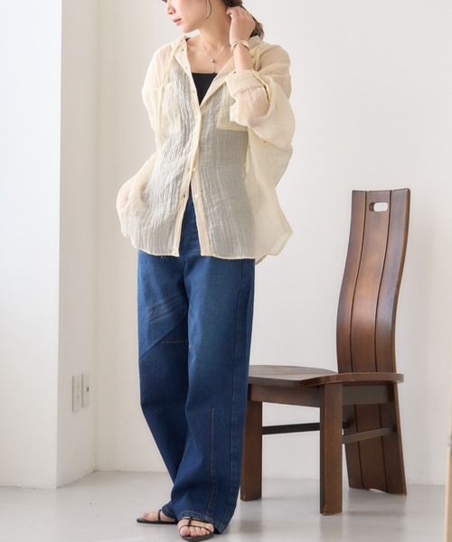 GROWING RICH(グローウィングリッチ)の「バレルレッグデニムパンツ(デニムパンツ・レディース・ネイビー/ブルー/ブルー系その他・M/L/LL)」の12枚目の写真
