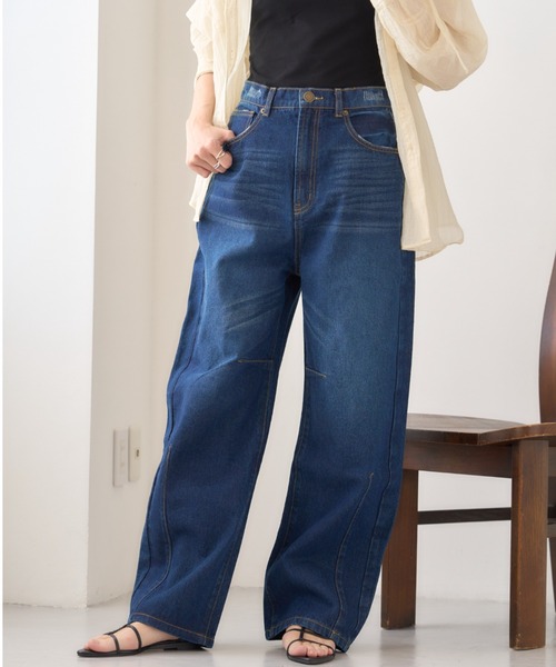 GROWING RICH(グローウィングリッチ)の「バレルレッグデニムパンツ(デニムパンツ・レディース・ネイビー/ブルー/ブルー系その他・M/L/LL)」の4枚目の写真