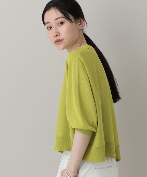 A part by(アパートバイ)の「【多機能】 シアーポロニットプルオーバー_5分袖(ニット/セーター・レディース・チャコールグレー/グリーン系その他4/アイボリー・FREE)」の18枚目の写真