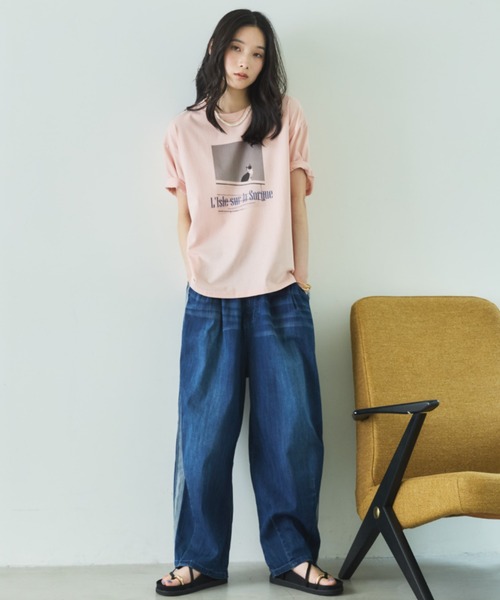 Doux archives（ドゥアルシーヴ）の「CAT転写ロゴTee（Tシャツ/カットソー・レディース・ピンク/オフホワイト・FREE）」の5枚目の写真