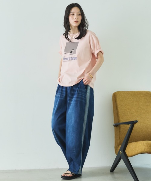 Doux archives（ドゥアルシーヴ）の「CAT転写ロゴTee（Tシャツ/カットソー・レディース・ピンク/オフホワイト・FREE）」の7枚目の写真