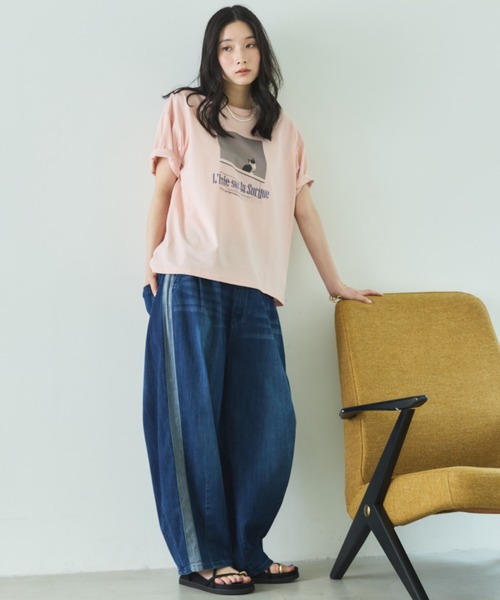 Doux archives（ドゥアルシーヴ）の「CAT転写ロゴTee（Tシャツ/カットソー・レディース・ピンク/オフホワイト・FREE）」の10枚目の写真
