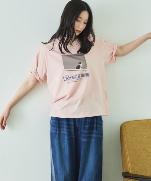 Doux archives（ドゥアルシーヴ）の「CAT転写ロゴTee（Tシャツ/カットソー・レディース・ピンク/オフホワイト・FREE）」の12枚目の写真