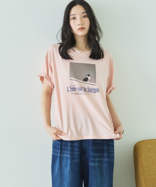 Doux archives（ドゥアルシーヴ）の「CAT転写ロゴTee（Tシャツ/カットソー・レディース・ピンク/オフホワイト・FREE）」の15枚目の写真