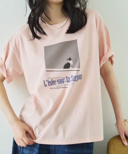 Doux archives（ドゥアルシーヴ）の「CAT転写ロゴTee（Tシャツ/カットソー・レディース・ピンク/オフホワイト・FREE）」の16枚目の写真