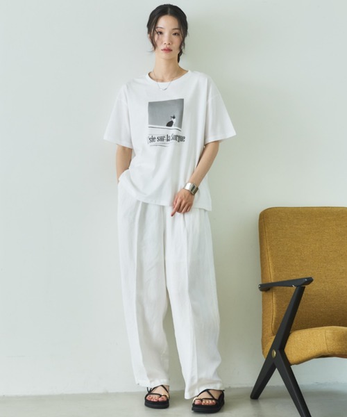 Doux archives（ドゥアルシーヴ）の「CAT転写ロゴTee（Tシャツ/カットソー・レディース・ピンク/オフホワイト・FREE）」の17枚目の写真