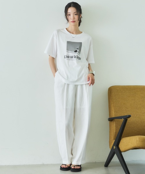 Doux archives（ドゥアルシーヴ）の「CAT転写ロゴTee（Tシャツ/カットソー・レディース・ピンク/オフホワイト・FREE）」の18枚目の写真
