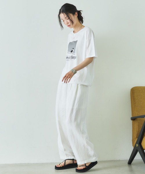 Doux archives（ドゥアルシーヴ）の「CAT転写ロゴTee（Tシャツ/カットソー・レディース・ピンク/オフホワイト・FREE）」の21枚目の写真