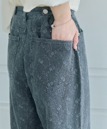 Kastane | 【夏デニム/下半身痩せ/2サイズ展開】ワイドフラワーエンブロイダリーデニム(デニムパンツ)