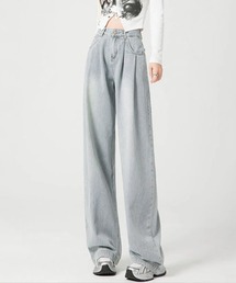ヴィンテージタックワイドデニムパンツ脚長