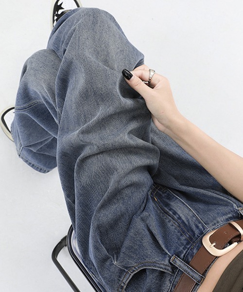 Miniministore(ミニミニストア)の「ヴィンテージタックワイドデニムパンツ脚長(デニムパンツ・レディース・ホワイト/インディゴブルー/ブルーグレー/サックスブルー・L/XL/M/S)」の10枚目の写真