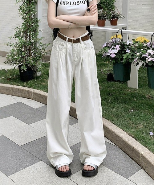 Miniministore(ミニミニストア)の「ヴィンテージタックワイドデニムパンツ脚長(デニムパンツ・レディース・ホワイト/インディゴブルー/ブルーグレー/サックスブルー・L/XL/M/S)」の20枚目の写真