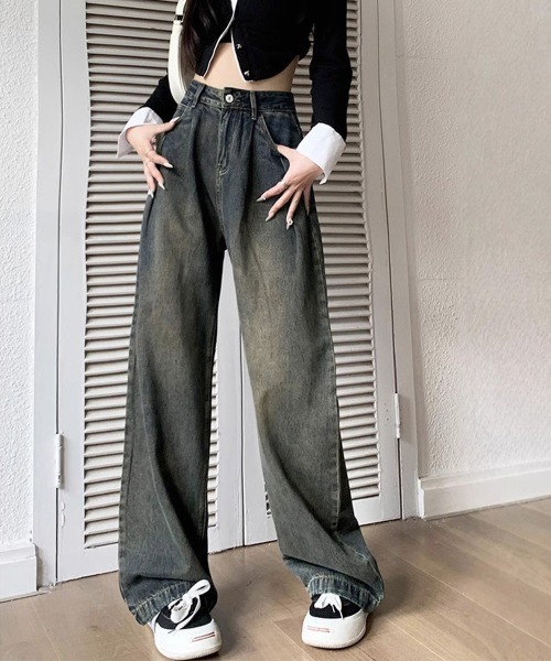 Miniministore(ミニミニストア)の「ヴィンテージタックワイドデニムパンツ脚長(デニムパンツ・レディース・ホワイト/インディゴブルー/ブルーグレー/サックスブルー・L/XL/M/S)」の21枚目の写真