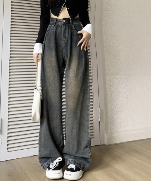 Miniministore(ミニミニストア)の「ヴィンテージタックワイドデニムパンツ脚長(デニムパンツ・レディース・ホワイト/インディゴブルー/ブルーグレー/サックスブルー・L/XL/M/S)」の22枚目の写真