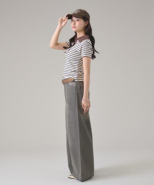 apres jour mignon(アプレジュールミニョン)の「襟配色ボーダーポロシャツ(ポロシャツ・レディース・レッド/アイボリー/グレー・LARGE/フリー)」の17枚目の写真