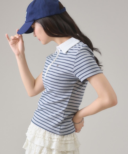 apres jour mignon(アプレジュールミニョン)の「襟配色ボーダーポロシャツ(ポロシャツ・レディース・レッド/アイボリー/グレー・LARGE/フリー)」の21枚目の写真