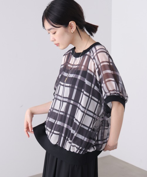 Bou Jeloud(ブージュルード)の「シアー楊柳コクーンブラウス(シャツ/ブラウス・レディース・ブルー/ブラック/A・38)」の3枚目の写真