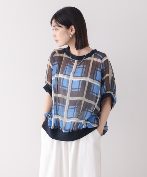 Bou Jeloud(ブージュルード)の「シアー楊柳コクーンブラウス(シャツ/ブラウス・レディース・ブルー/ブラック/A・38)」の15枚目の写真