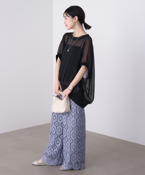Bou Jeloud(ブージュルード)の「シアー楊柳コクーンブラウス(シャツ/ブラウス・レディース・ブルー/ブラック/A・38)」の9枚目の写真