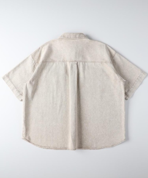 Right-on（ライトオン）の「HONEYSUCKLE ROSE(ハニーサックルローズ)【レディース】ケミカル加工ワーク半袖シャツ/セットアップ対応（シャツ/ブラウス・レディース・ベージュ/ピンク・S/M/L）」の9枚目の写真