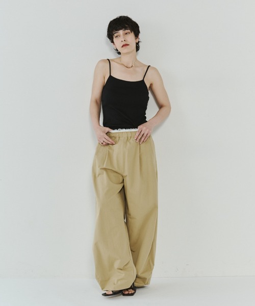 VION(ヴィオン)の「レースウエストタックパンツ / Lace Waist Tuck Pants(その他パンツ・レディース・ブラック/ベージュ・S/M/ST/MT)」の8枚目の写真