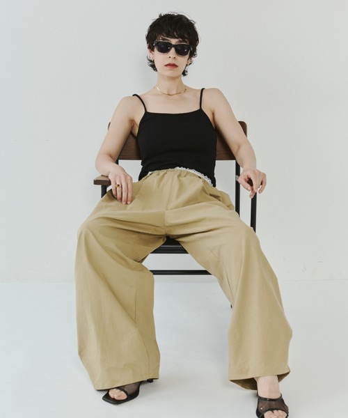 VION(ヴィオン)の「レースウエストタックパンツ / Lace Waist Tuck Pants(その他パンツ・レディース・ブラック/ベージュ・S/M/ST/MT)」の16枚目の写真