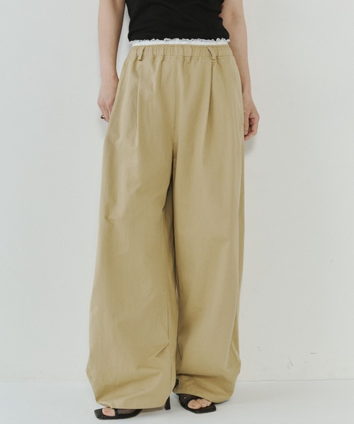 VION(ヴィオン)の「レースウエストタックパンツ / Lace Waist Tuck Pants(その他パンツ・レディース・ブラック/ベージュ・S/M/ST/MT)」の10枚目の写真