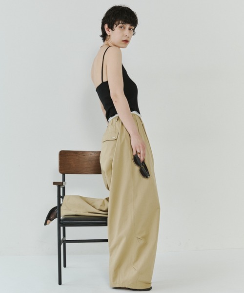 VION(ヴィオン)の「レースウエストタックパンツ / Lace Waist Tuck Pants(その他パンツ・レディース・ブラック/ベージュ・S/M/ST/MT)」の12枚目の写真