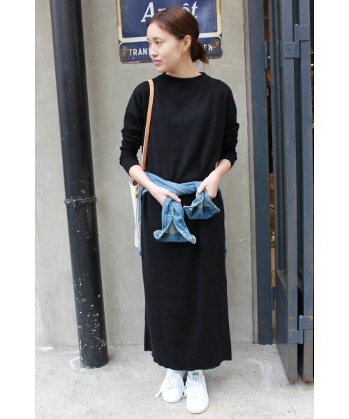 SLOBE IENA（スローブイエナ）の「12GG C/CA スリットニットワンピース◆（ワンピース・レディース・ブラック/ベージュ・FREE）」の3枚目の写真