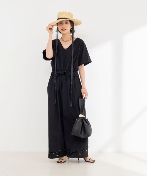 Rie Miller（リエミラー）の「ウォッシャブルハーフスリーブオールインワン（つなぎ/オールインワン・レディース・ネイビー/ブラック・36/38）」の9枚目の写真