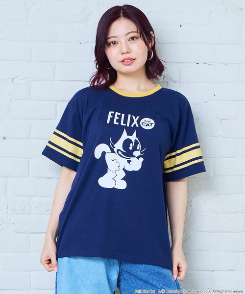 THE FELiX(フェリクス)の「【別注】FELIX プリント半袖Tシャツ/おとな(Tシャツ/カットソー・レディース・イエロー/ネイビー・160cm)」の1枚目の写真